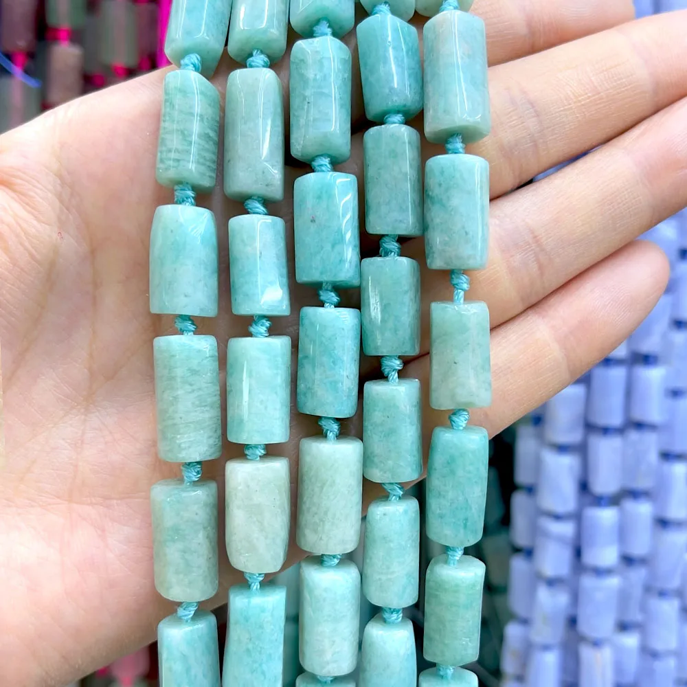 Natural Gemstone Blue Calcite Amazonite Barrel Shape 8x14mm Loose Beads DIY Natural Gemstone Beads for Jewelry Making