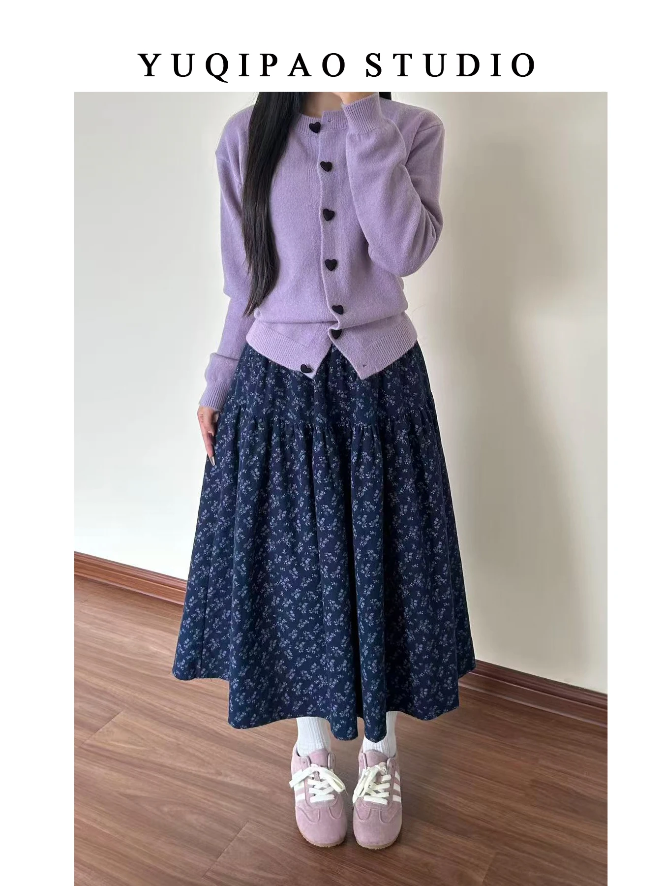 

Юбка-миди больших размеров с цветочным принтом и высокой талией, женская осенне-зимняя повседневная юбка-тортик для полных дам