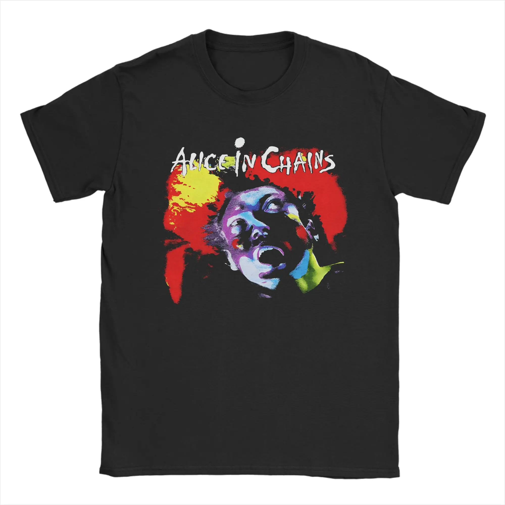 Alice In Chains Color Splash Layne Portrait Cotton T-Shirt For Men Summer Vintage T Shirts Tee Shirt Big Size Casual Tops