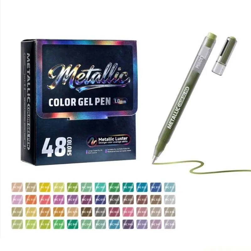 48 Color Metallic Gel Pen Multicolor Acrylic Gel Pen For Artist Student Journaling Sketching And Creative Art Project