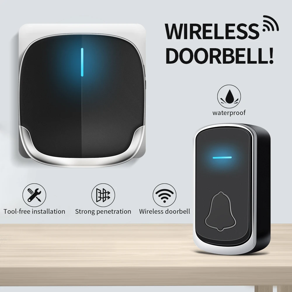 Wireless Doorbell Self Powered Door bell Smart Home Sets Outdoor House Waterproof Button Receiver No Battery Chime Receiver