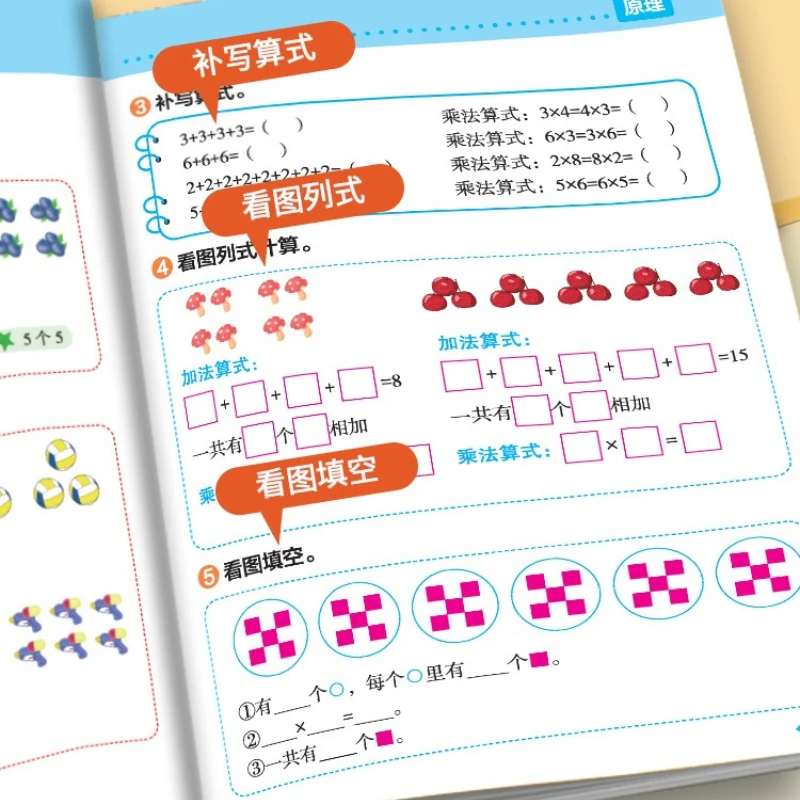 Illustration verschiedener Multiplikations- und Divisierungsmethoden, Mathematik-Denktraining in der Grundschule