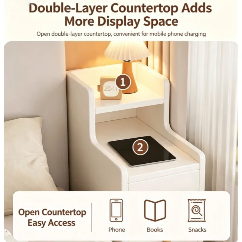 Mini Narrow Bedside Rack Space Saving Low Cabinet for Bedroom Bedside Crevice Organizer