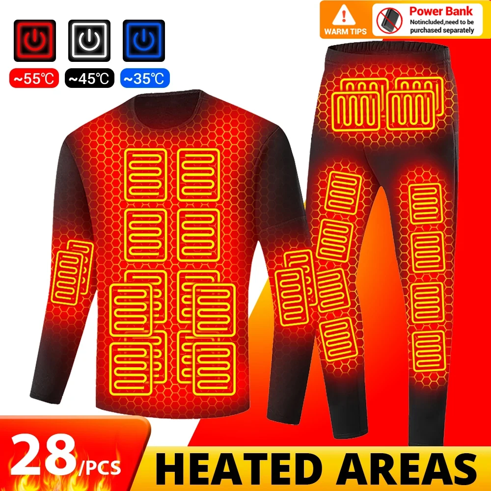 

Winter Heating And Warmth Underwear Set For Men And Women Snow Skiing And Warmth Protection Set 28 Area USB Heating Underwear