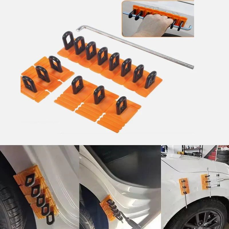 

New Paintless Glue Puller Tabs Dent Car Repair Tool Vehicle Dent Removal Repairing Tool Set Orange Dent Puller Kit