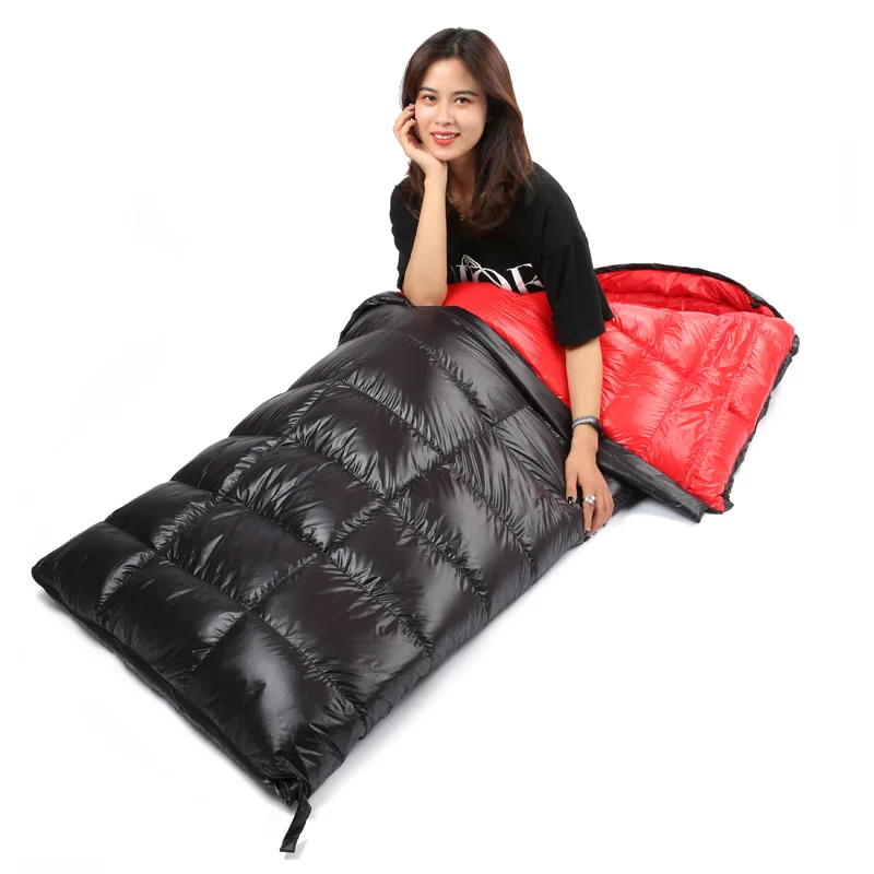 Outdoor Ultra Light Envelope Style 400T Nylon Spinning Down Adult Camping Lunch Break Warm Square Duck Double Sleeping Bag