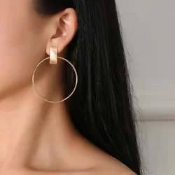 Women's Fashion Hyperbolic Big Circle Hoop Earrings Large Round Ear Accessories Charming Female Dangle Earring Stud Best Gifts
