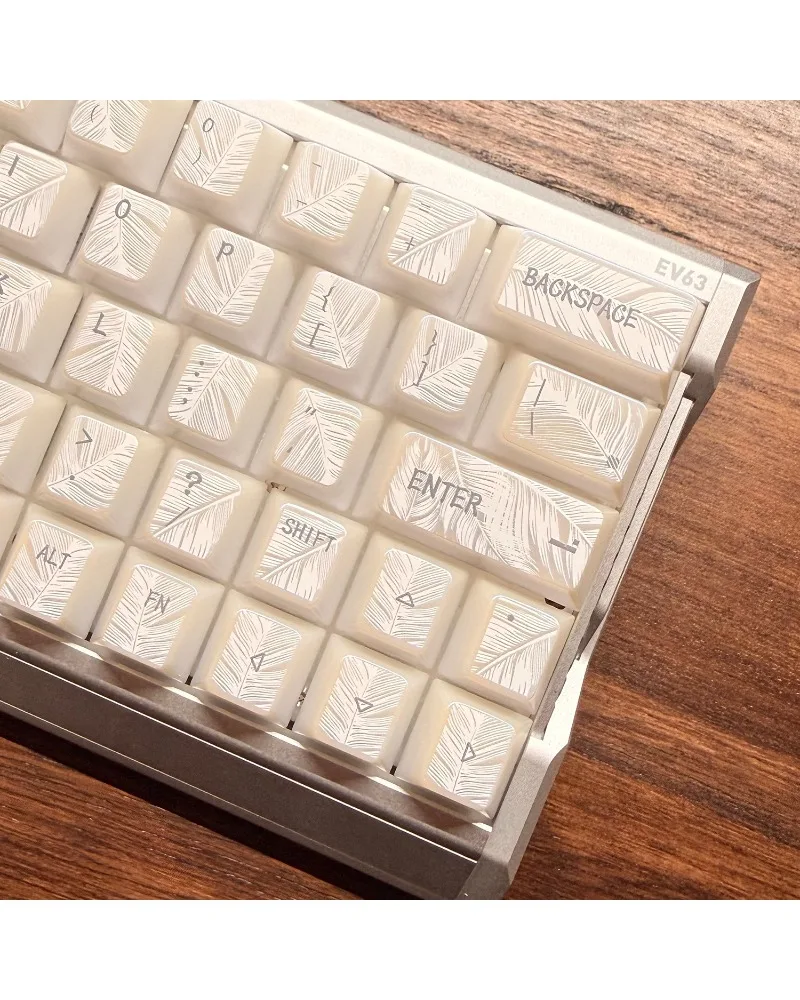 Keycap pearlescent magnetic axis mechanical keyboard keycap feather pattern original wooting/ev63 for 129 keys