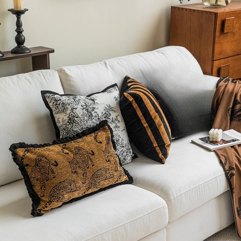 30X50/45X45CM Animal Embroidery Throw Pillow Cover Brown Light Luxury Cushion Cover Decor Home Decorative Pillowcase 3