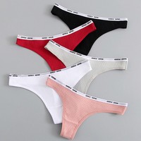 3PCS Women Thongs Panties G-String Cotton Women Underwear Female Low Waist Sexy Thong Womens Intimates Thongs Lingeries Tangas