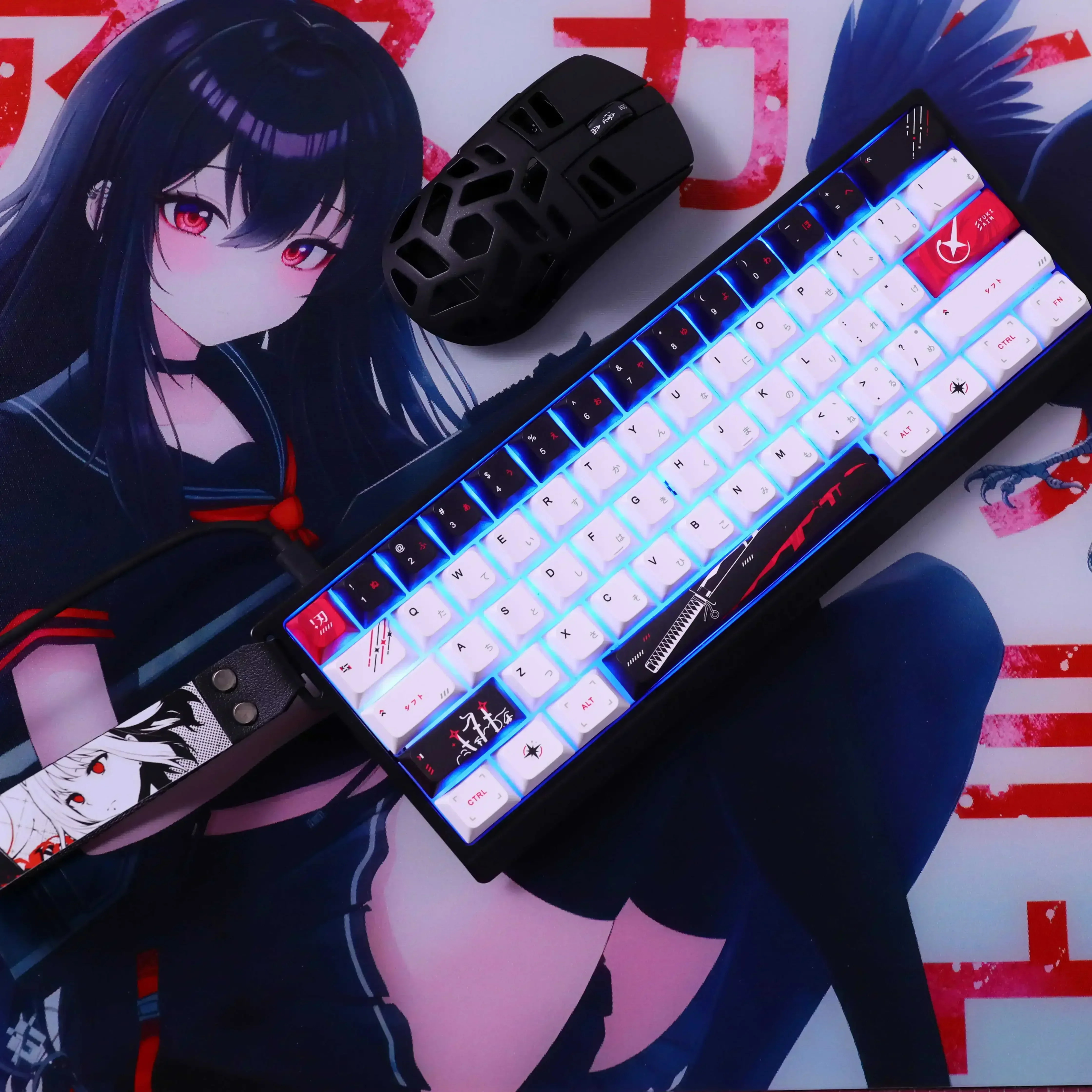 Yuki Aim Keycaps Set PBT Five-Sided Sublimation Anime Keyboard Caps Custom Cherry Profile Keycaps for Mechanical Keyboard Gift