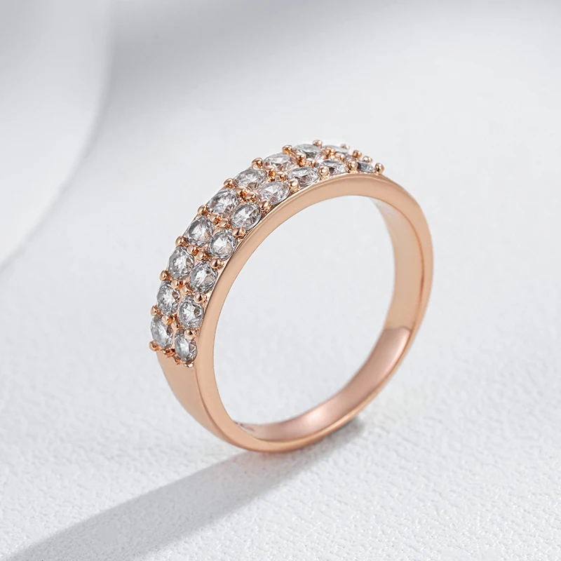 Kienl Hot Full Shiny Natural Zircon Bride Wedding Ring Fashion 585 Rose Gold Color Daily Fine Vintage Jewelry for Women Gift