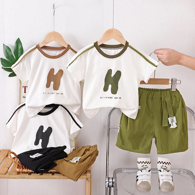 

Boys Clothes Sets Summer 2025 Children Cotton T-shirts Short Pants 2pcs Sports Suit For Baby Shorts Tracksuits Kids Outfits 5 6Y