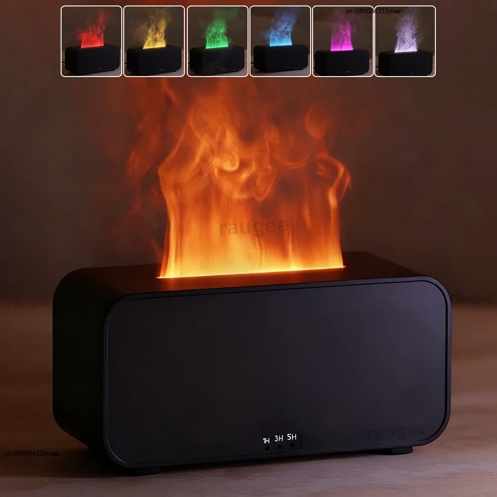 

Диффузор эфирного масла, ароматический увлажнитель воздуха, мини-диффузор для ароматерапии с красочным пламенем, настройка времени для дома, спальни