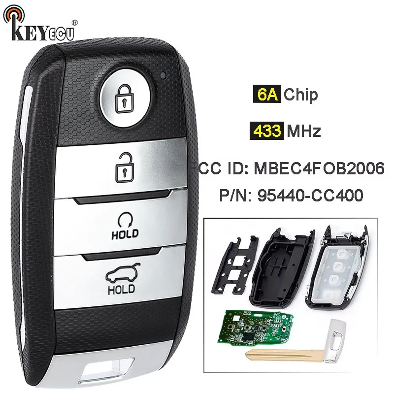 

Чип KEYECU 433 МГц, 6 А, артикул: 95440-CC400 FCC ID: MBEC4FOB2006, умный дистанционный автомобильный брелок без ключа для Kia Sonet 2021 2022 2023