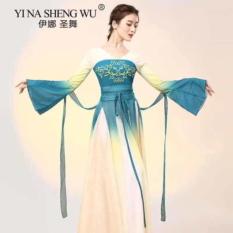 Classical Dance Practice Clothes Women's Long Gauze Chinese Dance Performance Clothing Long Skirt Professional Practice Clothes