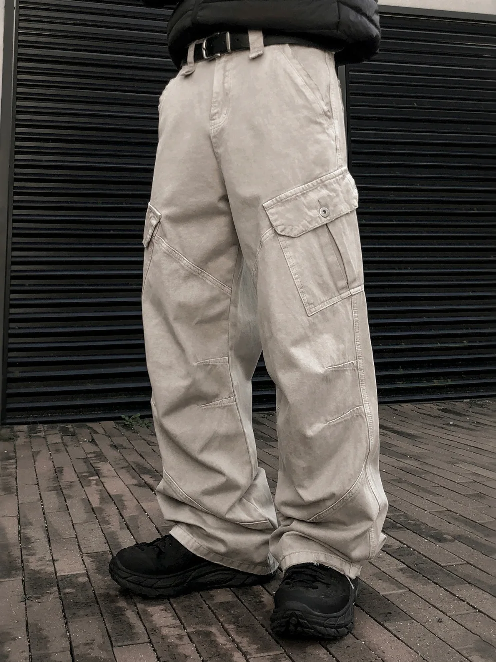 

TANGZ STUDIO Men's Straight Leg Jeans Workwear Winter Commuter Wide Leg Pants Korean Sle Floor-Length Casual Trousers