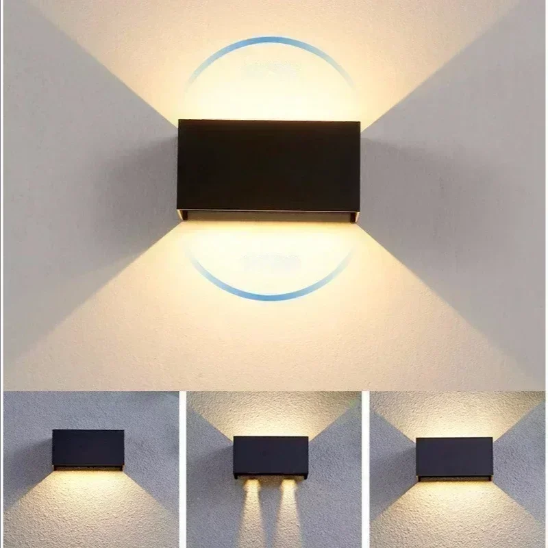 Waterproof Outdoor Wall Lamp with Up & Down Lighting Design, Modern Minimalist Porch Light with Adjustable Brightness