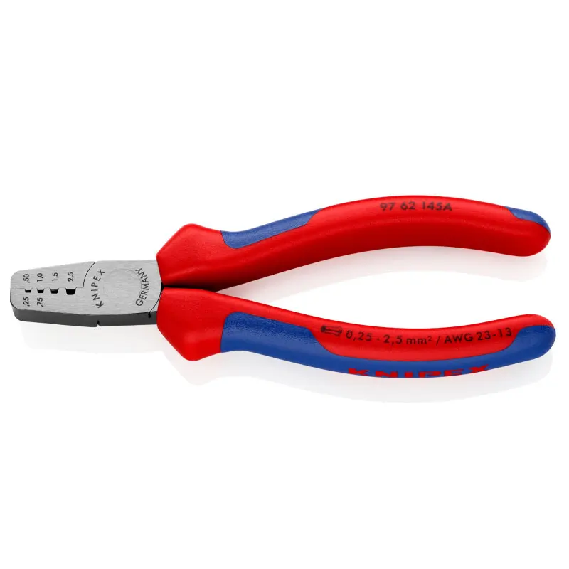 KNIPEX 97 62 145 A Wire Ferrule Crimping Pliers with Multi-component Grips Insulated Casing Crimping Tools for Electrician