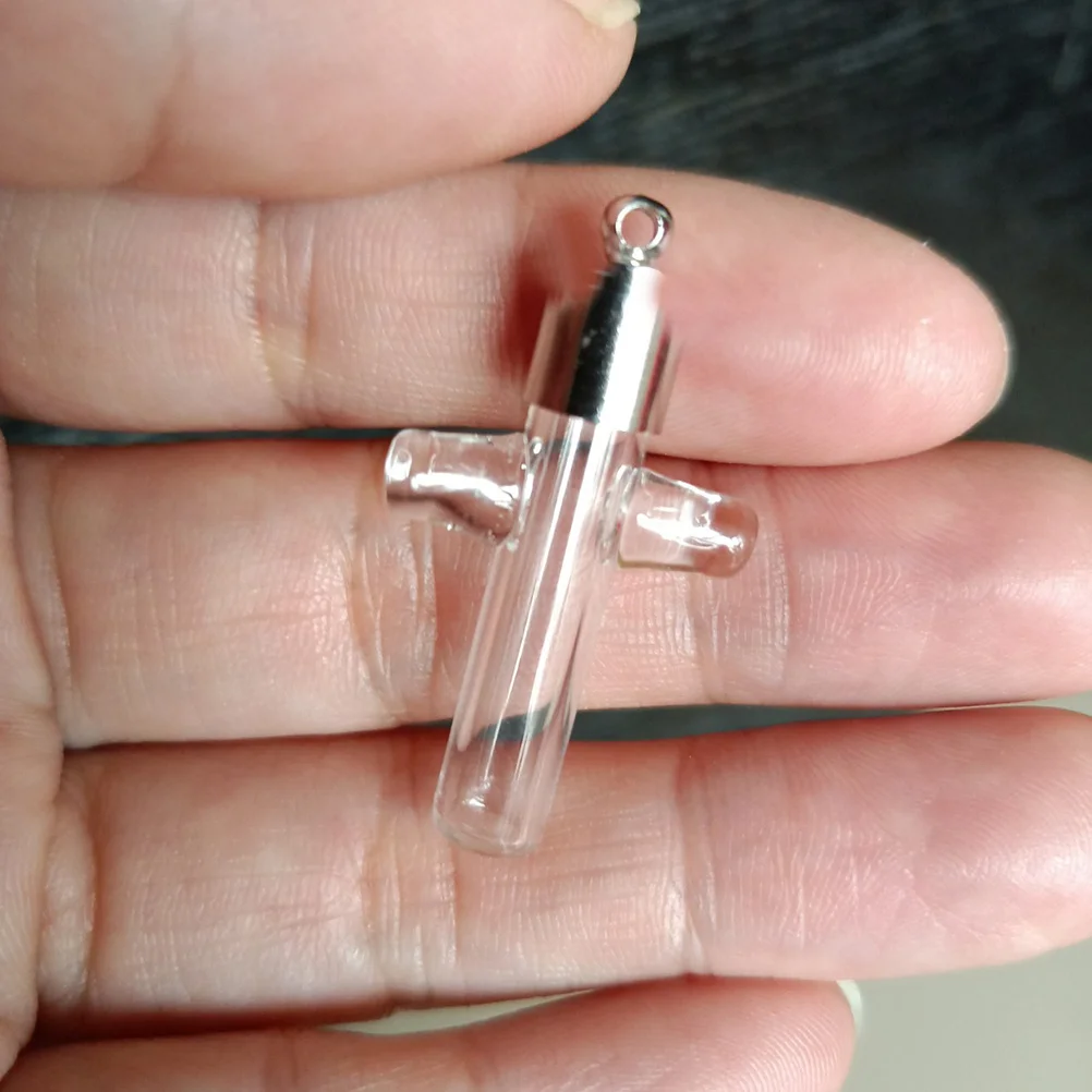 

1Set Mini Wish Bottles Glass Vial Cross Shape Decorative Hanging Pendants for Romantic Gifts Sand Storage Lasting Iron and Glass