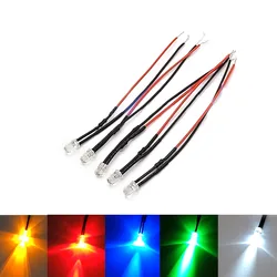 10Pcs Flashing 5mm Pre Wired Ultra Bright LEDs Emitting Diodes  LED Bulb Lights for Hobbyists Model 3V 5V6V9V 12V 24V 36V 48V