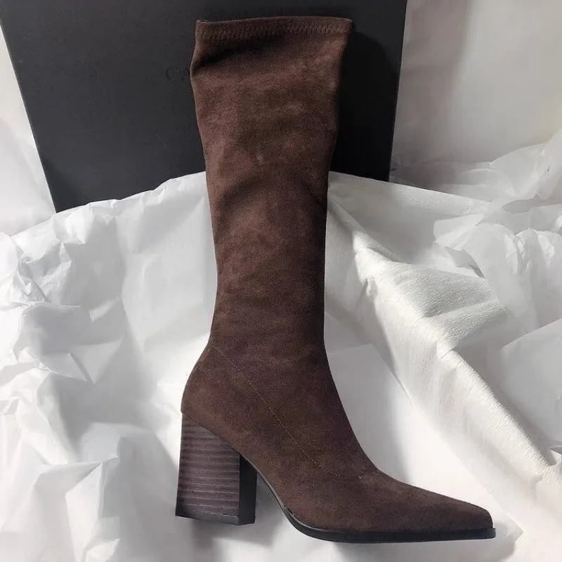 Damen 2026 Neuer Stil Dünne Absätze Hohe Stiefel mit Seitenreißverschlüssen, Modisch und Elegant, Hochhackige Modestiefel
