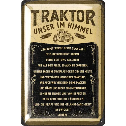 Traktor unser im Himmel Blechschild Retro Traktor Landwirt Metallschild 20x30cm --Tin Sign