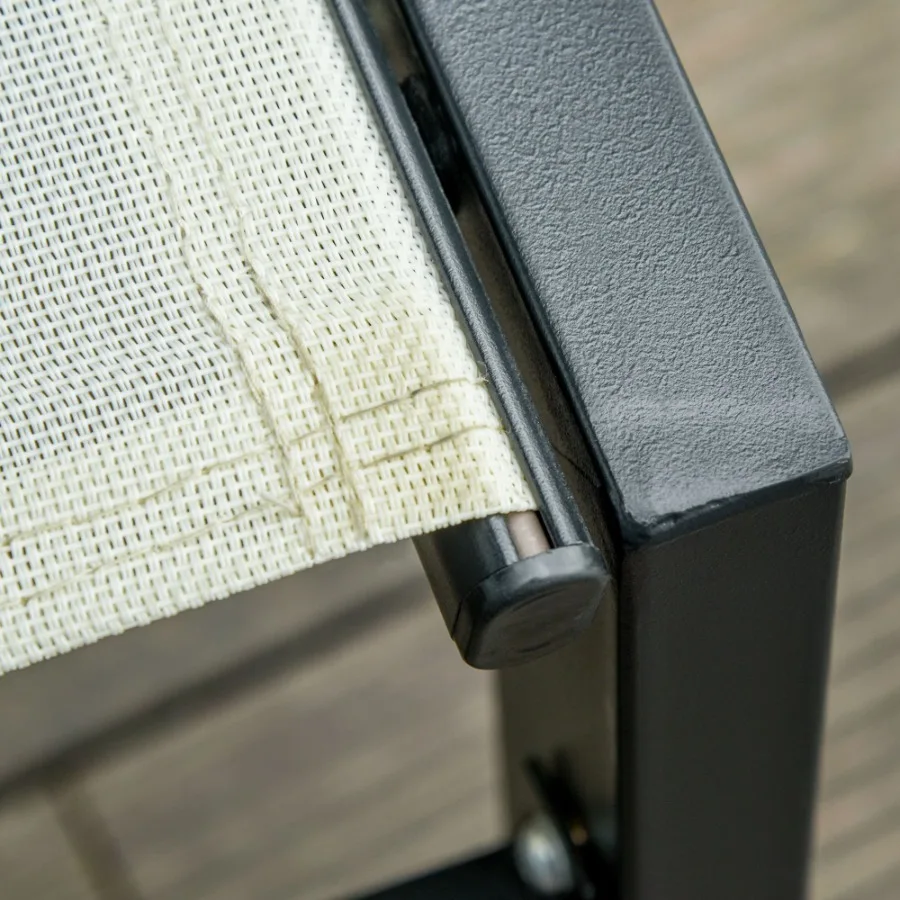 屋外ラウンジチェア パティオラウンジャー 5段階リクライニング背もたれと2輪付き プールサイドビーチ芝生用 クリームホワイト