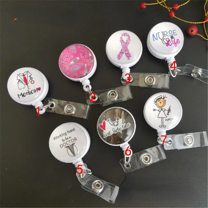 Retractable Doctor Nurse Badge Reel Fashion Cartoon Cute Students ID Card Badge Holder Lanyard Id Badge Holder