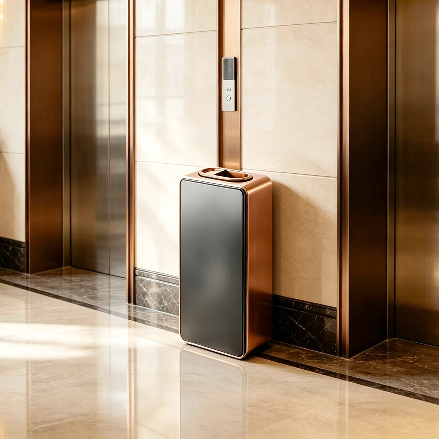 YJQ hotel special lobby trash can with ashtray vertical high-end commercial office building elevator ash bucket