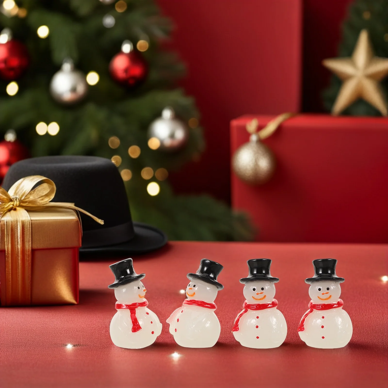 

16Pcs Mini Snowman Ornaments Resin Christmas Decor Glow in Dark Fairy Garden DIY Crafts Small Spaces Tiny Snowman Figurines