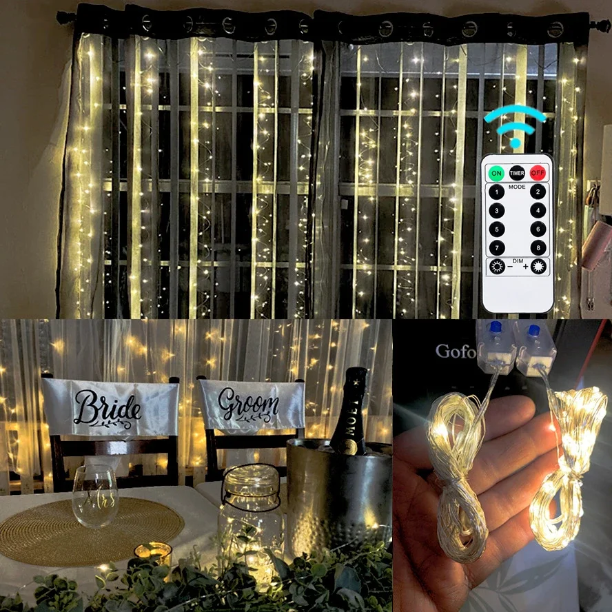 20 متر/10 متر 8 وظيفة التحكم عن بعد LED الجنية أضواء USB سلسلة أضواء عيد الميلاد جارلاند السنة الجديدة حفل زفاف حديقة الديكور #2