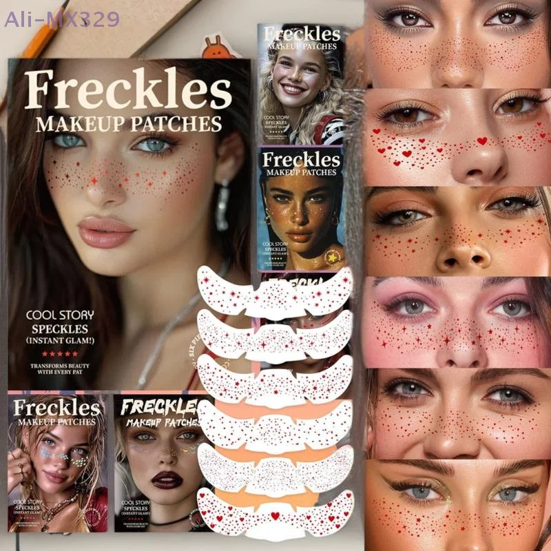 

{MX329} 6 Sheets Glitter Freckle Stickers Christmas Makeup Stamp Party Face Tattoo Cheek Makeup Tattoo Face Blush Spot Stickers
