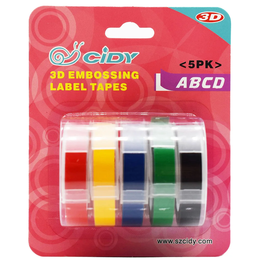 Replacement For DYMO MOTEX 3D Label Maker Manual Embossing Refill Tape Set Printer Ribbon 9mmx3m
