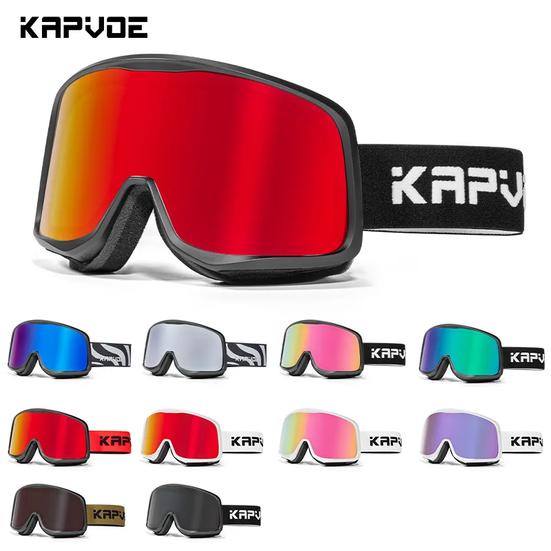 Kapvoe Bubble Gum Ski Goggles Large Lens Windproof Anti-Fog Glasses Outdoor Sports