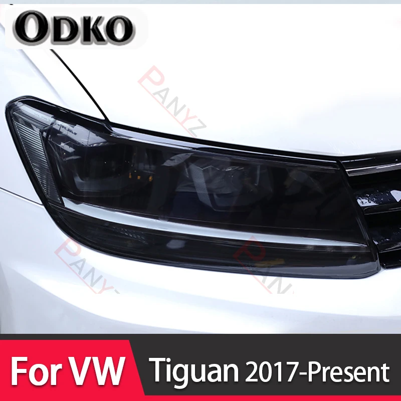 For Volkswagen VW Tiguan 5N MK2 2017-Present Car Headlight Protective Film Headlamp Transparent Black TPU Protective