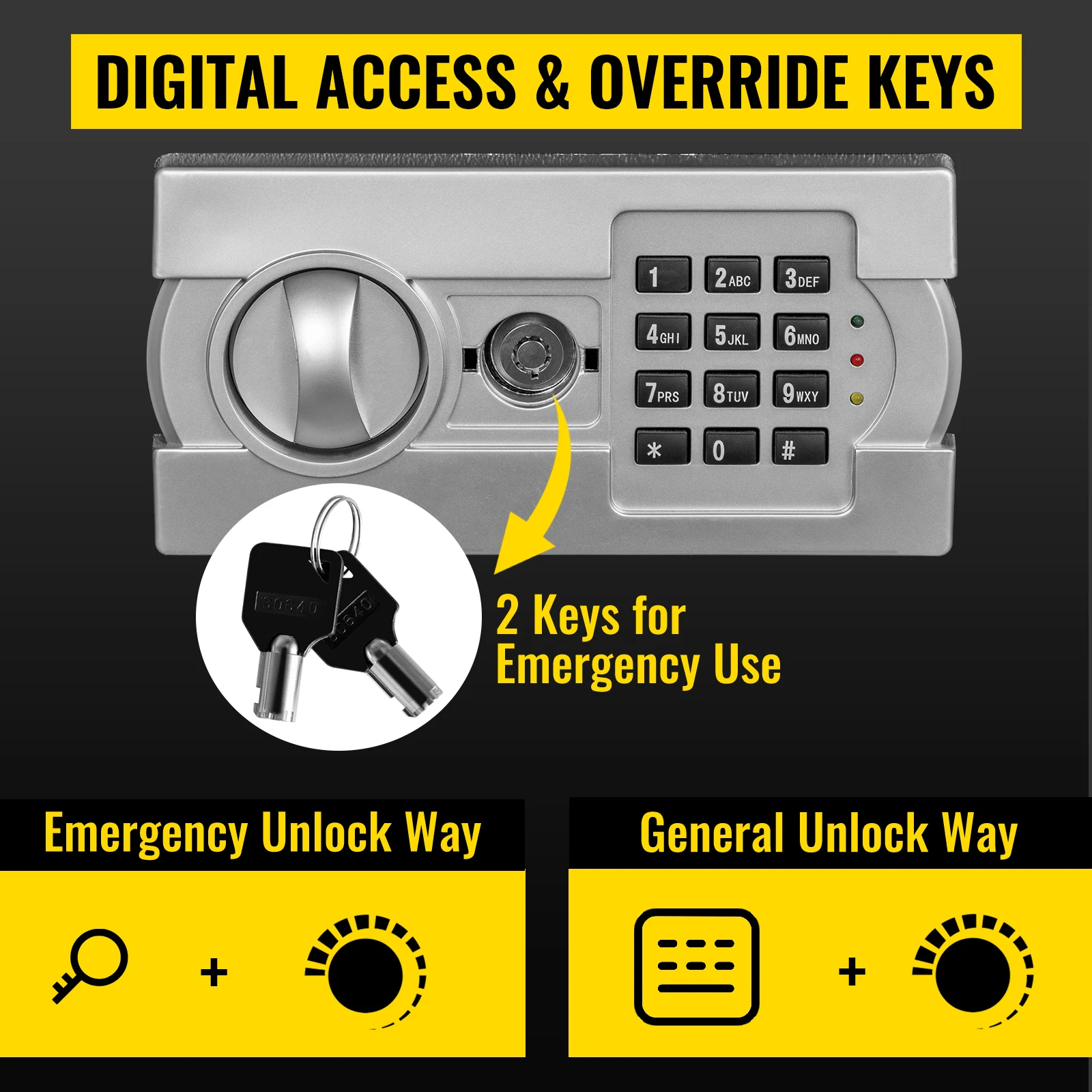 New Electronic Safe Deposit Box Secret Hidden Piggy Bank Digital Access & Override Keys for Store Money Guns Jewelry