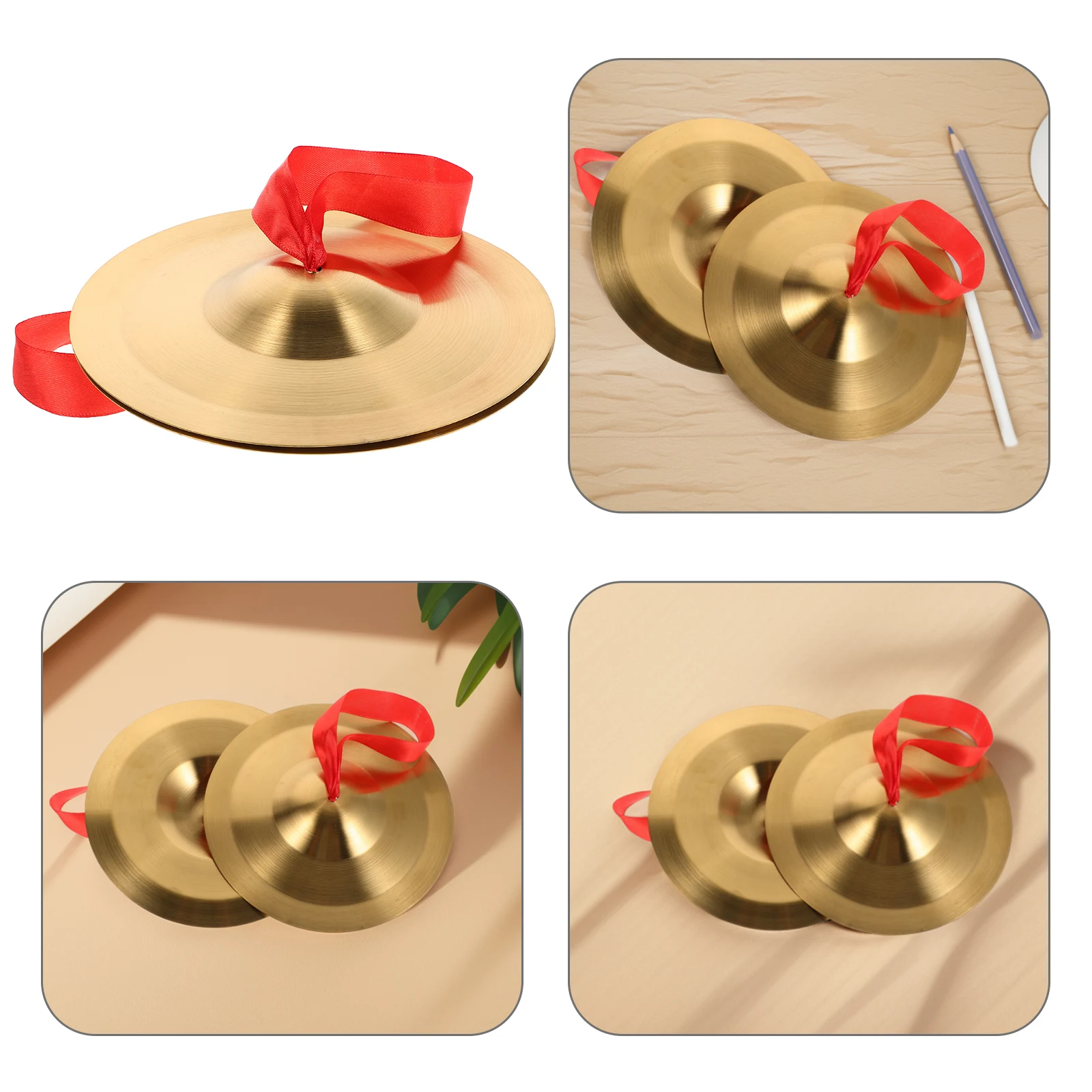 

1 Pair Alloy Finger Cymbals Lightweight Durable Percussion Easy Grip Straps School Band Marching Dance Performance Mini Hand