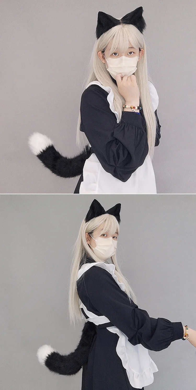 Halloween bête oreille queue ensemble bande dessinée spectacle chat fille bête oreille fille Cos accessoires à la main chat oreille bandeau chat queue ensemble