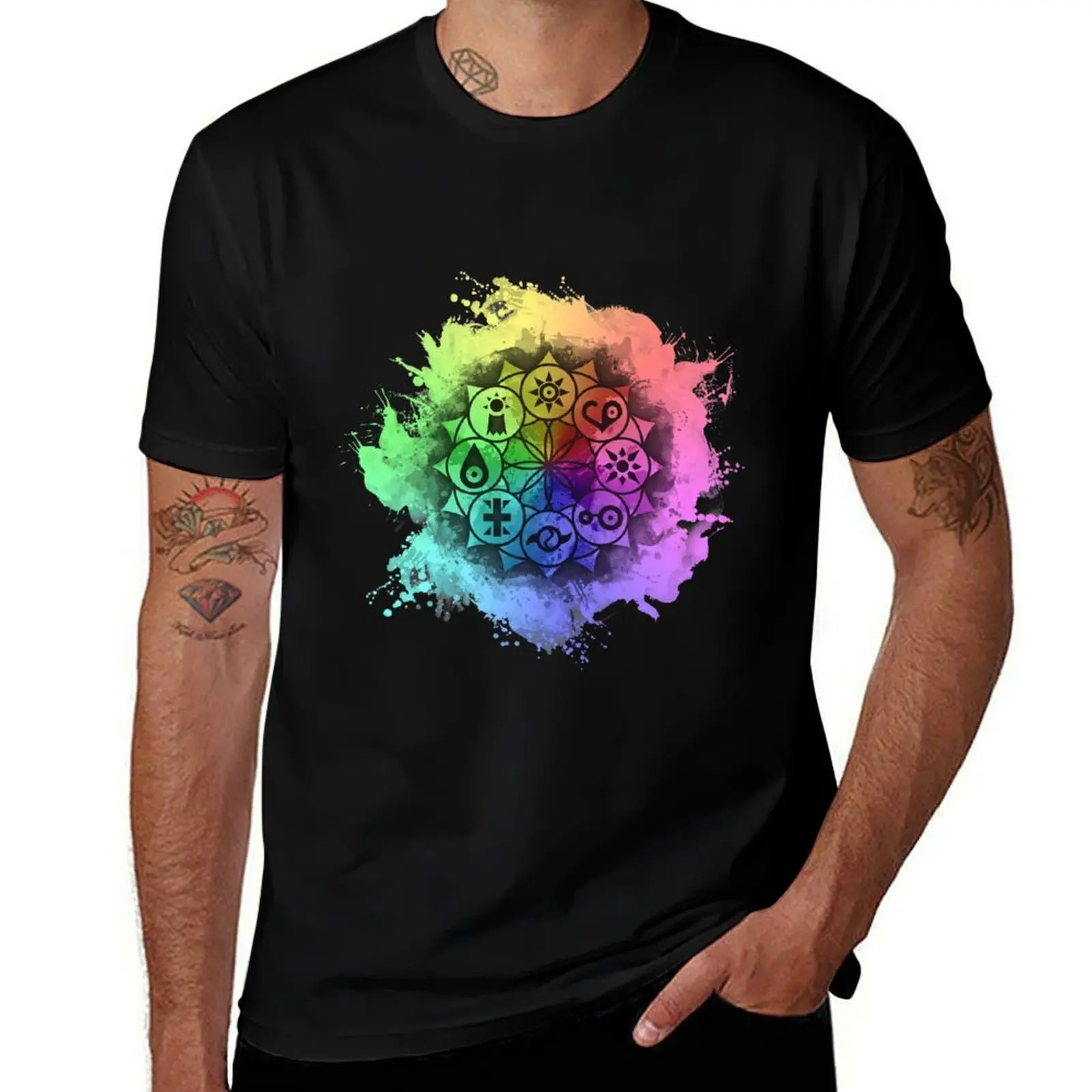 Digimon Mandala Paint T-Shirt Work Utility Short Sleeve Shirt T-Shirt