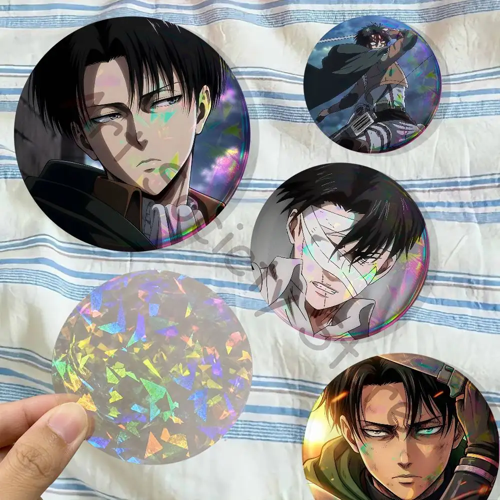 Anime L-Levi Ackerman Enamel Pins Funny Cartoon Characters Badge Fashion Jewelry Accessories Round Snap-in Brooch on Backpack