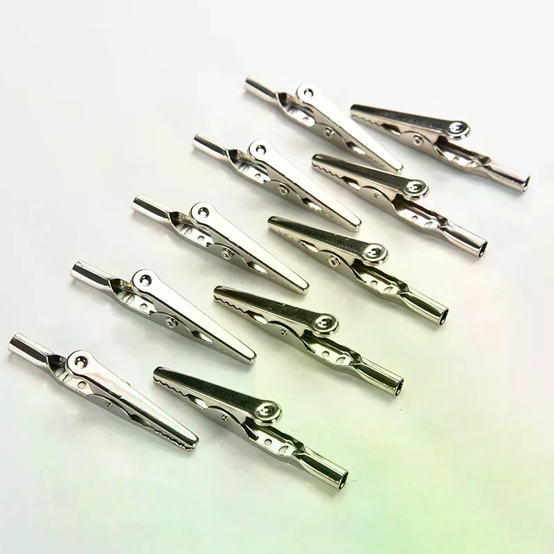 Stainless Steel Alligator Crocodile Test Clips Cable Lead Screw Probe Fixing 10x