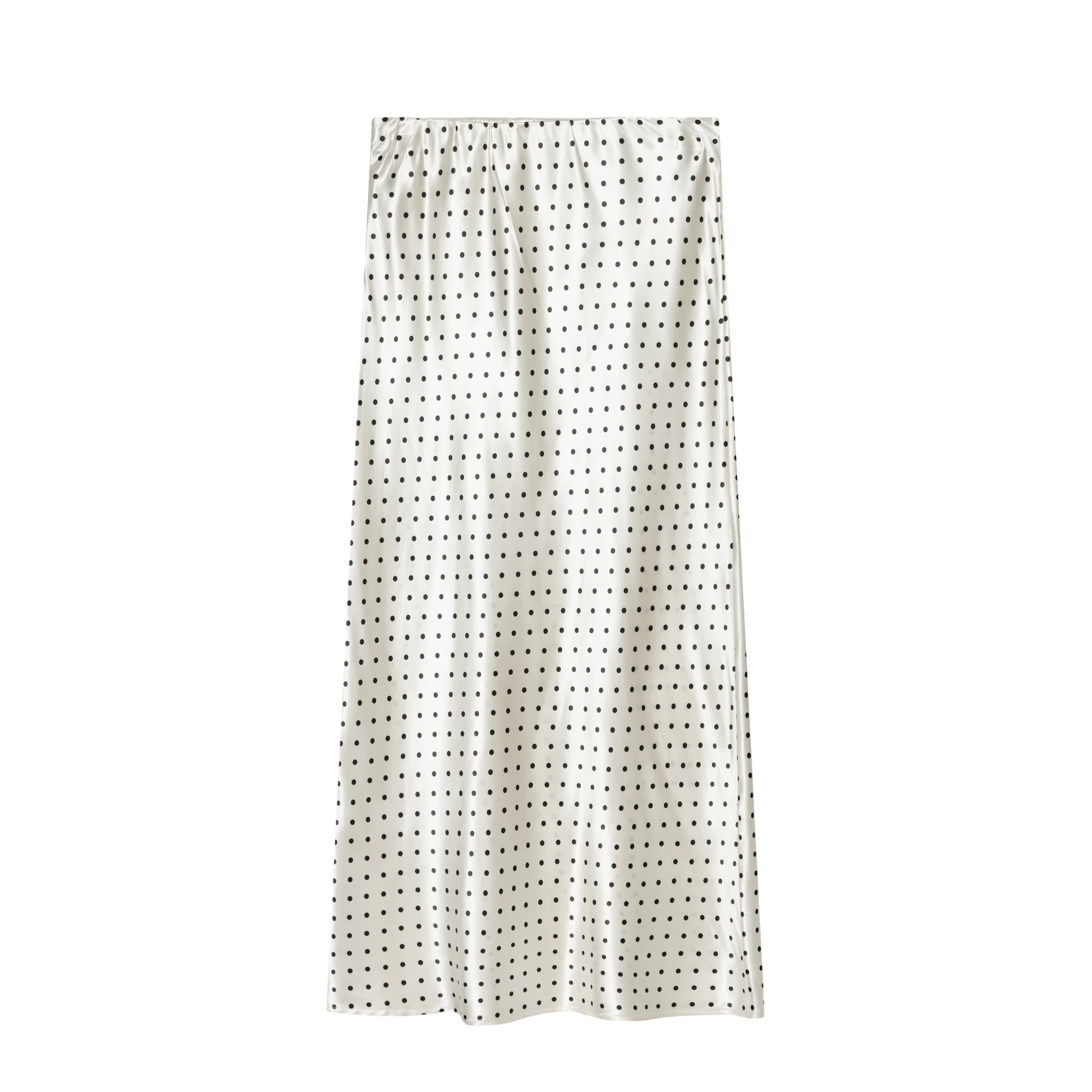 Eleganter Gepunkteter Satin-Midirock für Damen Hochgeschnittener Schicker Streetwear Sommer Neue Mode Damen Elastischer Hochbund-Rock – Detail 7