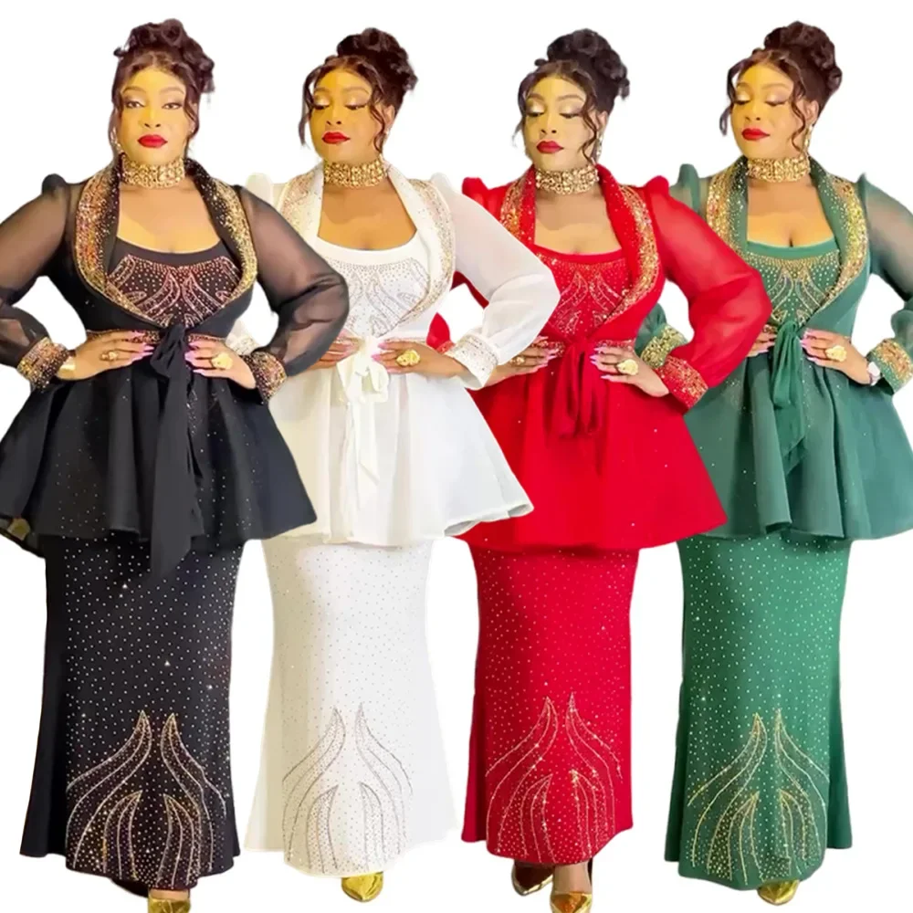 

Customized 2026 Elegant African Dresses for Women Africa Clothing Plus Size Wedding Party Long Christmas Dress Dashiki Ankara Ou