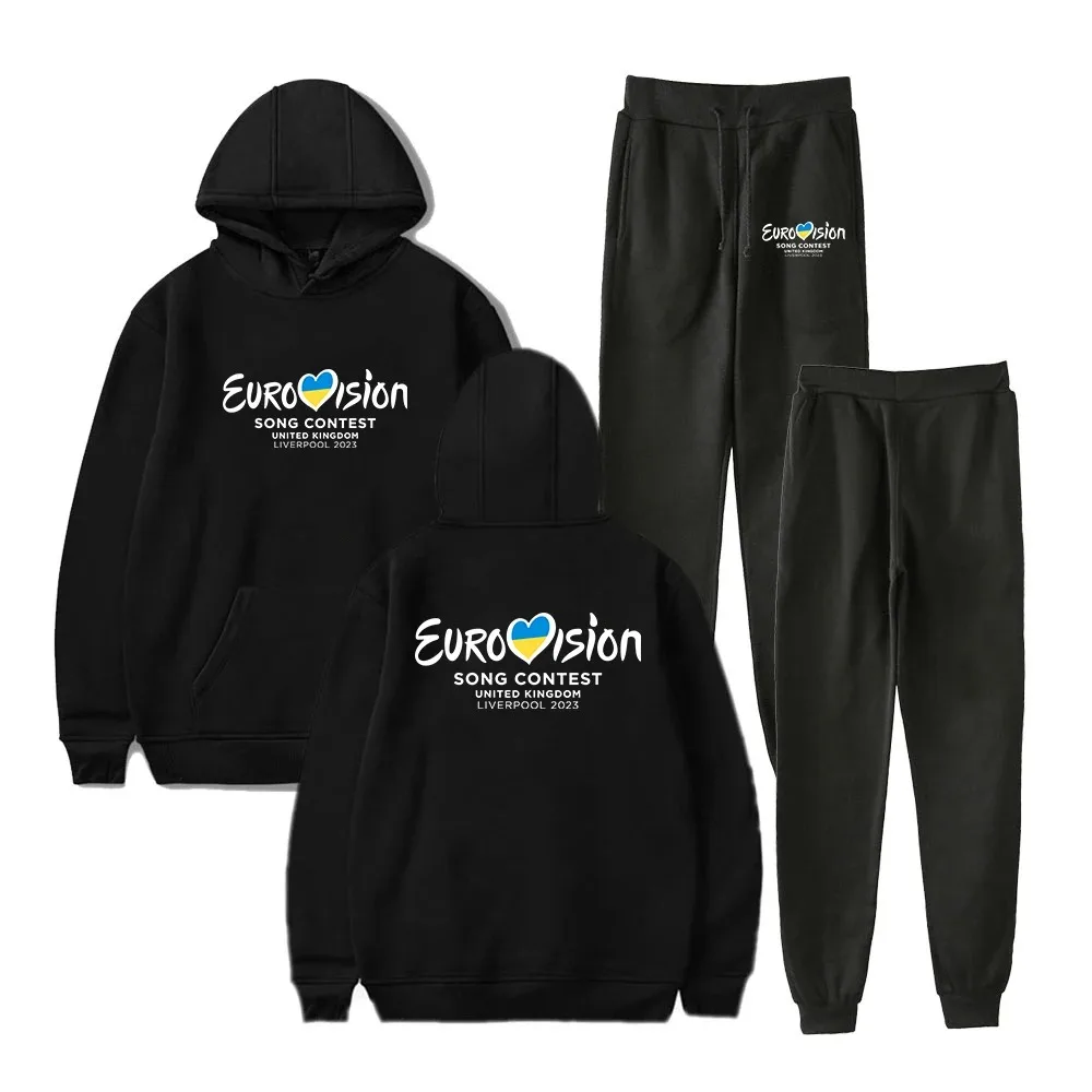 

Eurovision 2024 Merch Hoodie Jogger Pants Two Piece Set Moletons + Moletons Eurovision Song Contest Contest Conjuntos dos homens