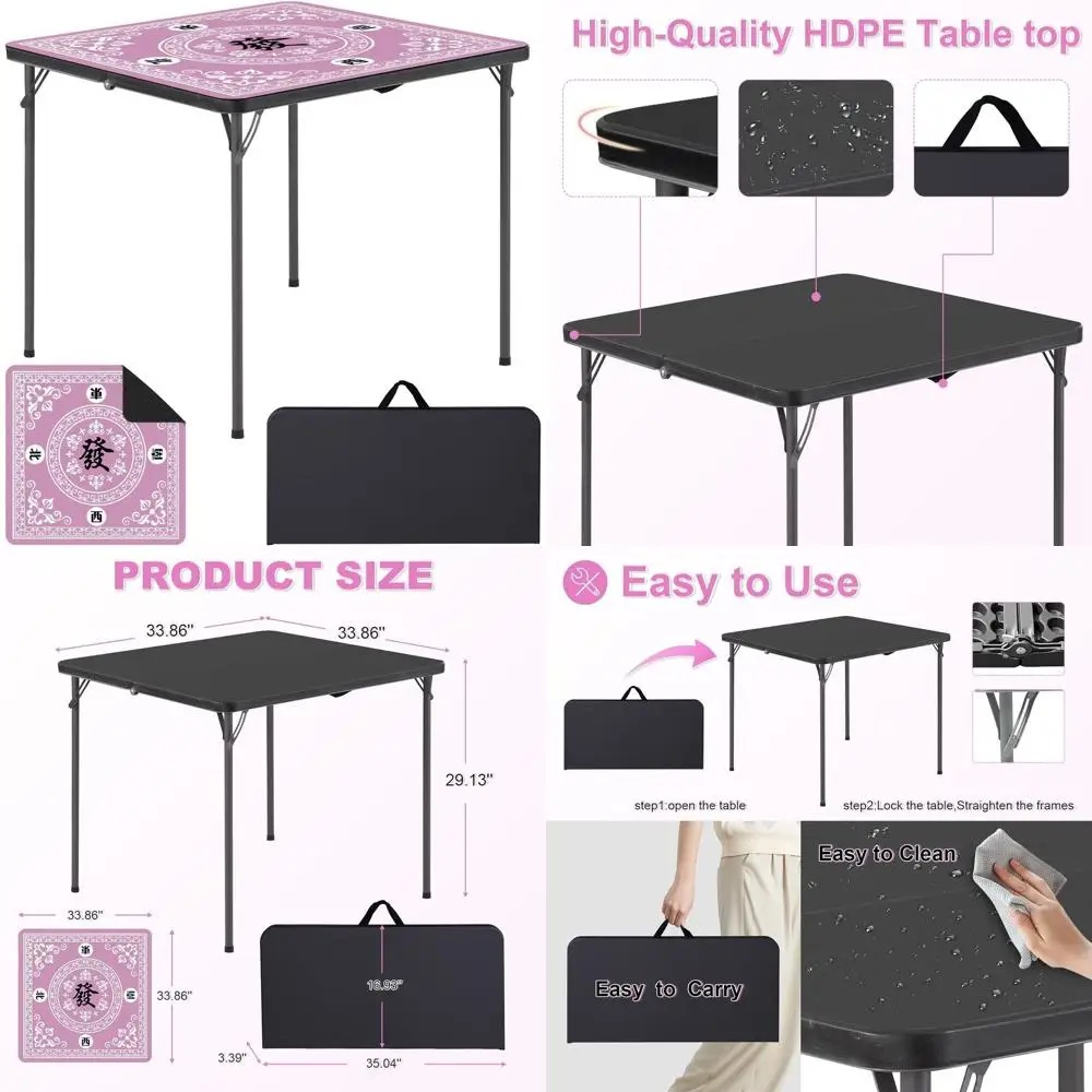 

Портативный 34-квадратный складной стол с ручкой — грузоподъемность 330 фунтов, пластик, складной в два раза для улицы, кемпинга, вечеринок, пикников,
