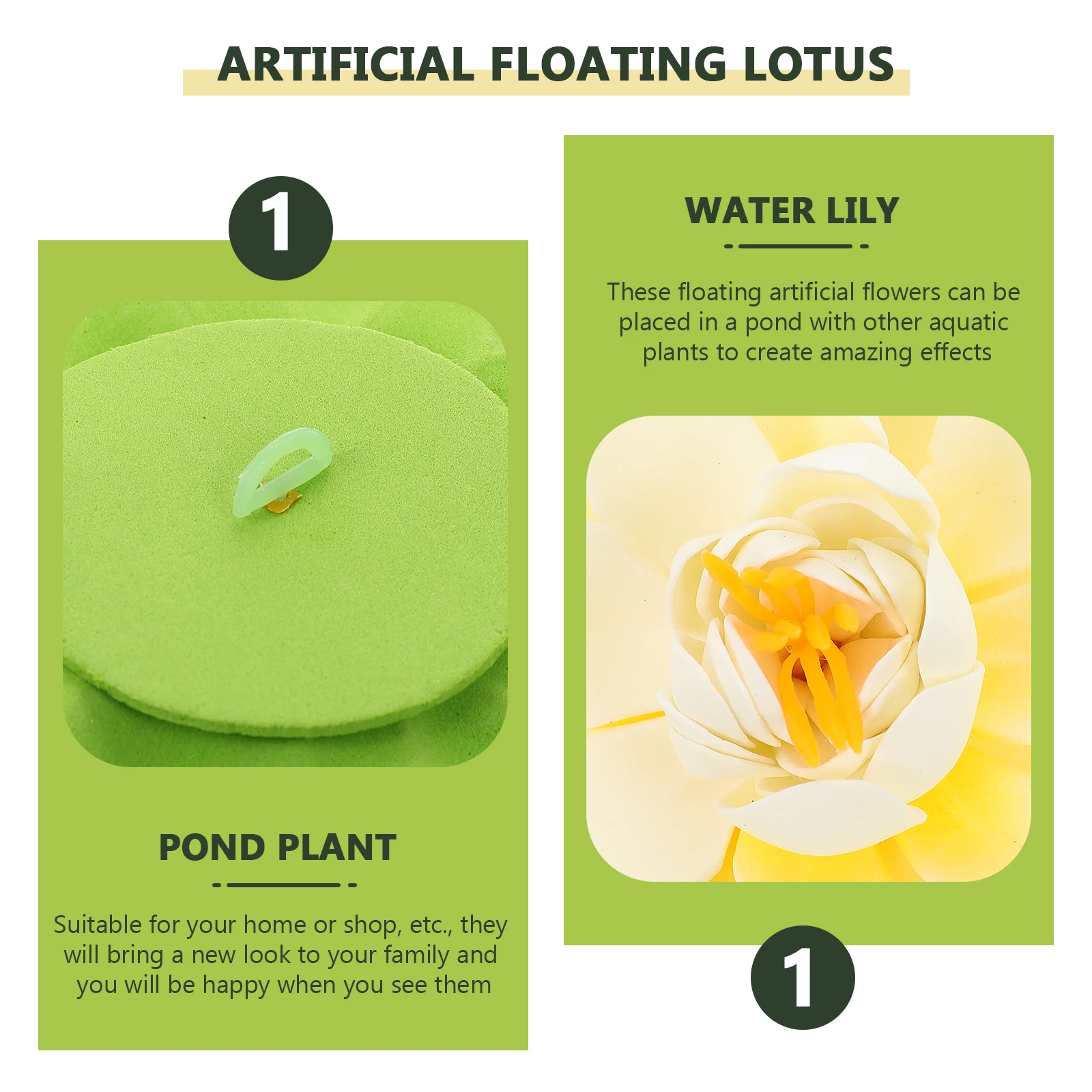 

9pcs Artificial Floating Lotus Flowers Simulated Water Lilies Fake Pond Decor Craft White Seeds