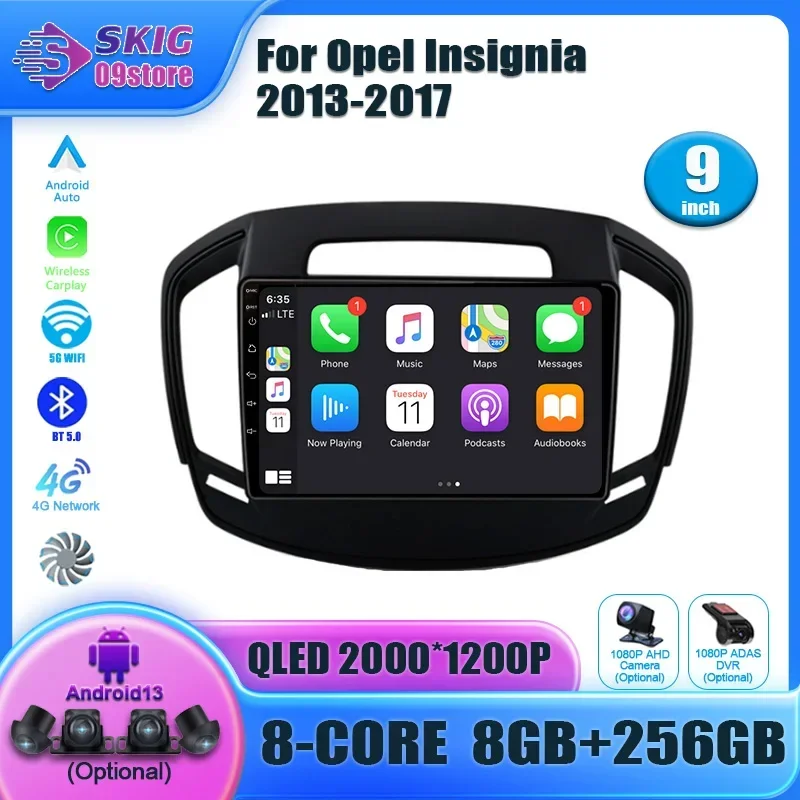 For Opel Insignia 2013-2017 Android 13 Touch Screen Autoradio Car Radio Navigation GPS Multimedia Wireless Carplay Stereo 2DIN