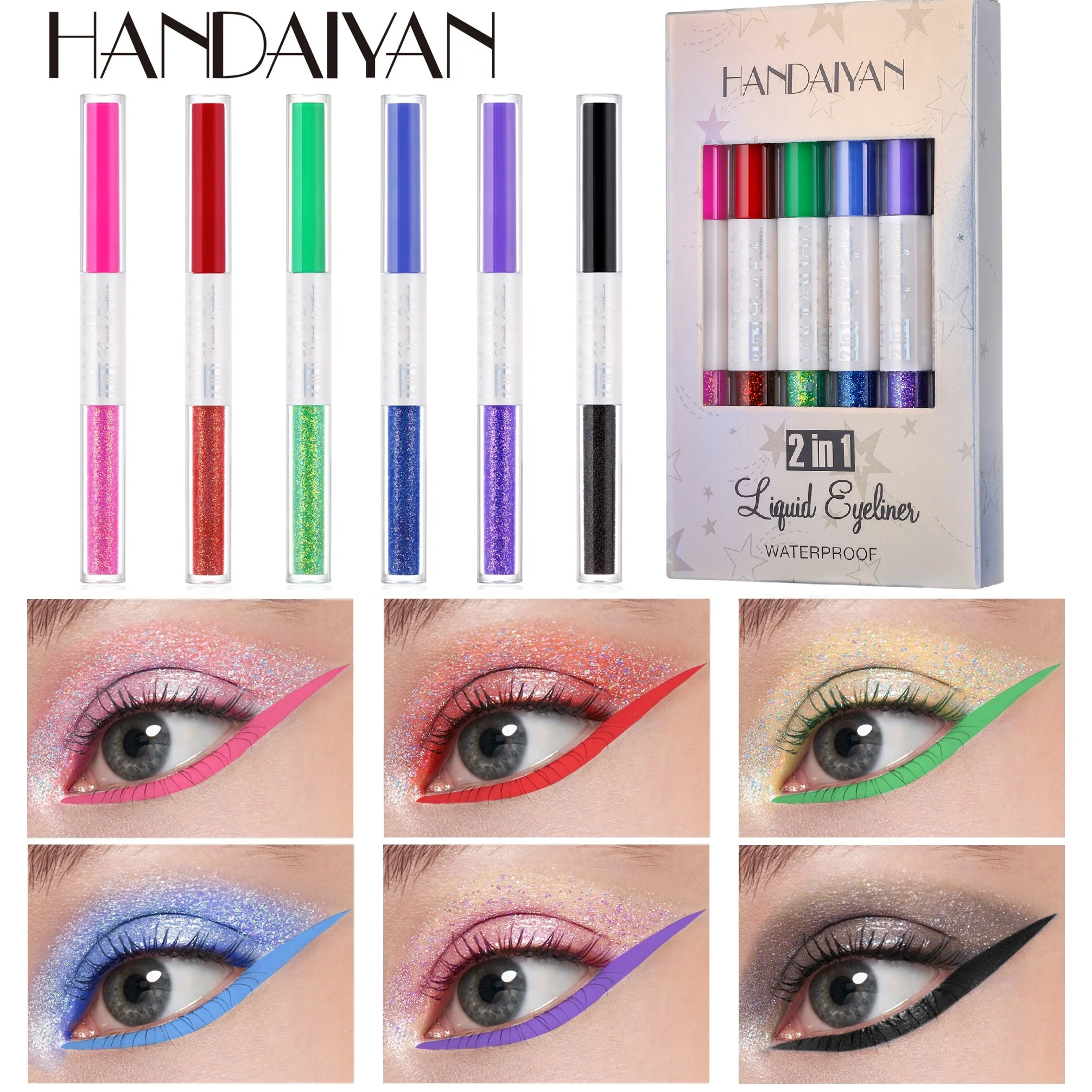 

HANDAIYAN Eyeliner Makeup Double Head Eyeliner Extremely Fine Long-lasting Waterproof Brightening Eyeliner Pencil Cosmetics Set