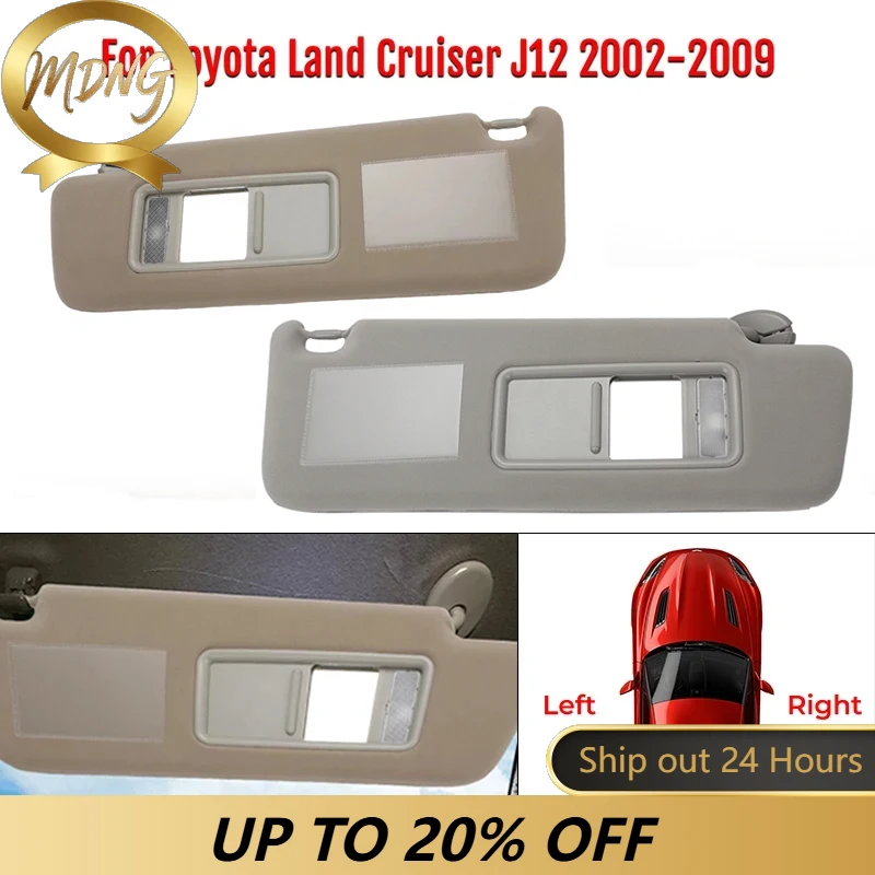 For Toyota Land Cruiser J12 Sun Visor With Lamp Side Driver Passenger Side Sunvisor Extender Anti-glare Prado LC 120 2003 - 2009
